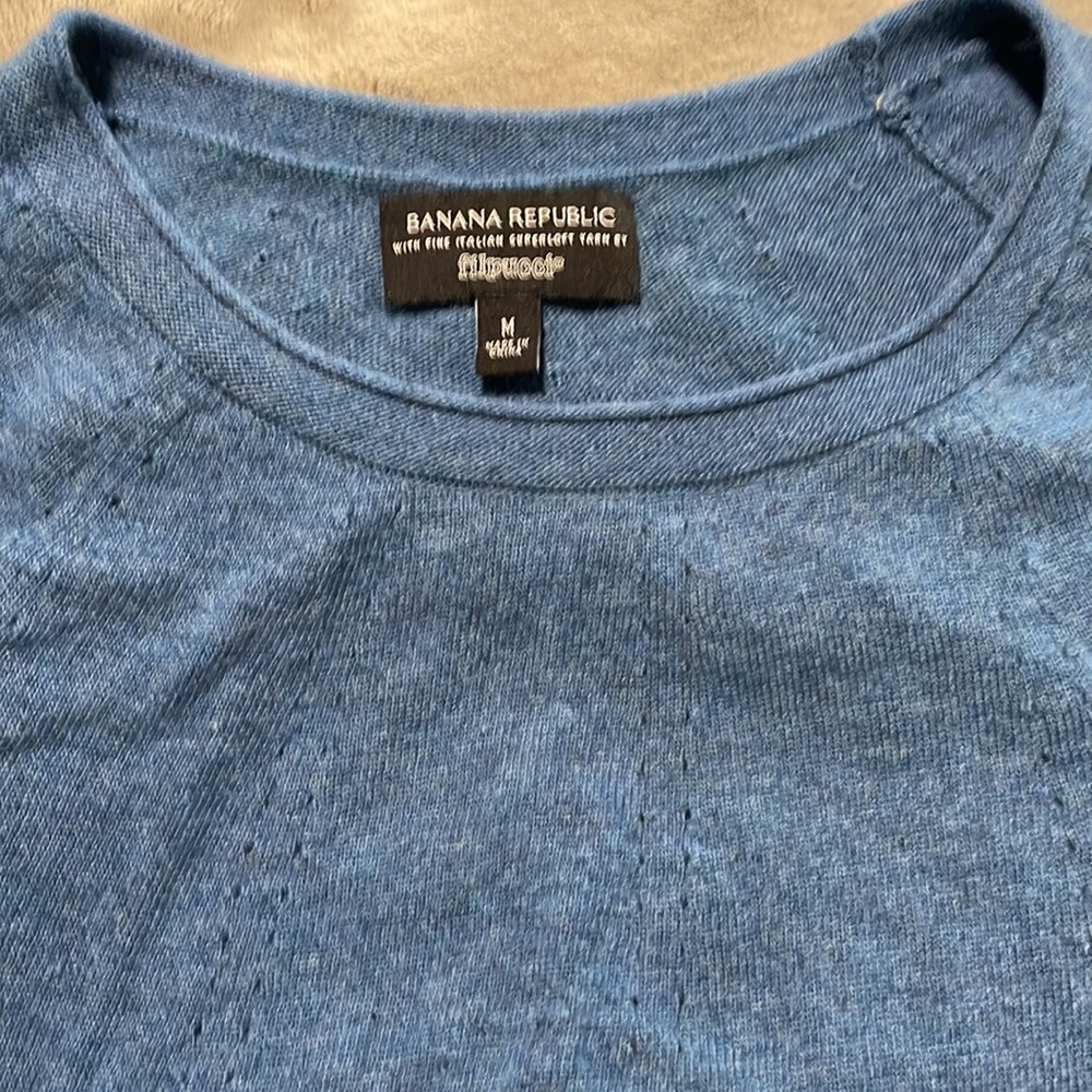 Banana Republic Blue Pointelle Crew Sweater - Picture 2 of 7